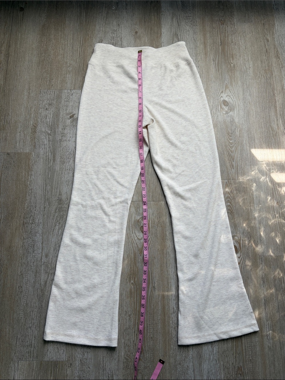Women’s Jockey Cream Oatmeal Waffle Knit Flare Lounge Pant - Picture 3 of 6